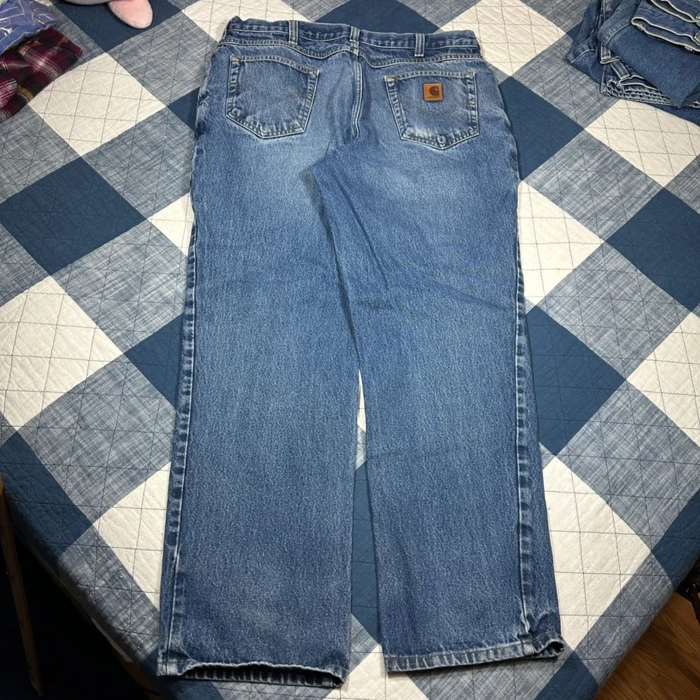 Carhartt Relaxed Fit Jeans Mens 38x32 Blue Denim Work Pants 381-83